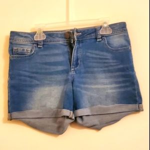 Wonder Nation Girls Mid Rise Rolled Denim Shorts